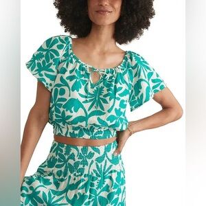 Marine Layer Tiana cropped gauze blouse